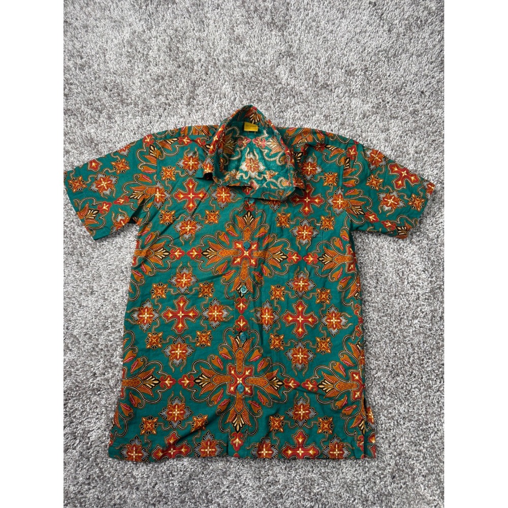 Vintage DH Kid's by Diana Hansen Batik Print Button Up Shirt Kids 7-8